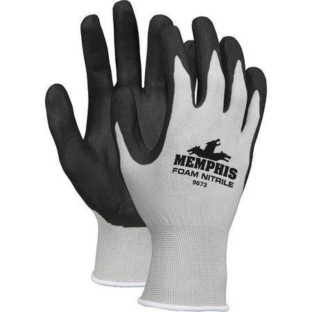 MCR SAFETY Safety Knit Glove, Nitrile Coated, Large, 12/PR, Gray MCS9673L